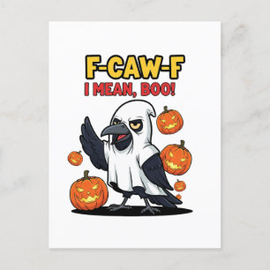 F-Caw-F I Elak Boo Funny Spooky Halloween Skull Helg Vykort