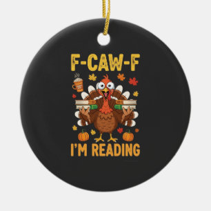 F-Caw-F Jag läser Turkiet-böcker Thanksgiving  Julgransprydnad Keramik