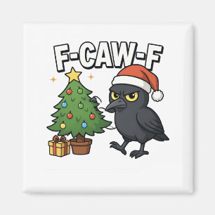 F-caw-f jul Räv Kråka Xmas Träd Meme Magnet