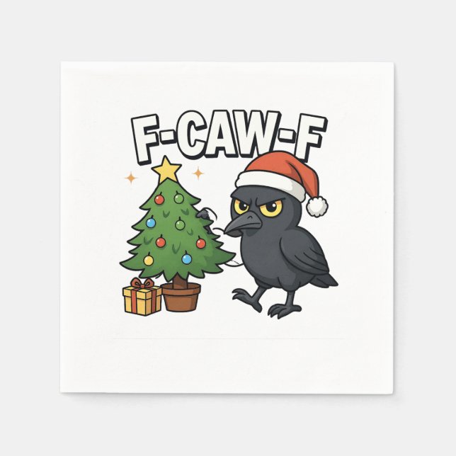F-caw-f jul Räv Kråka Xmas Träd Meme  Pappersservett (Framsidan)