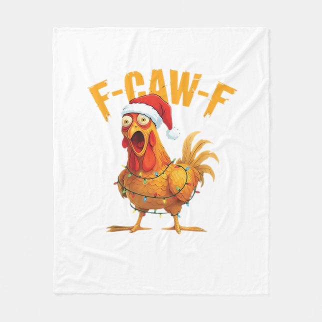 F-Caw-F jul rolig kyckling jul väsentlig Fleecefilt (Framsidan)