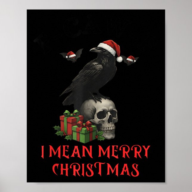 F-caw-f julkråka rolig gotisk julskalle poster (Framsidan)