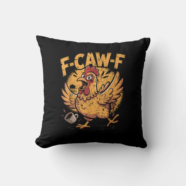 F-Caw-F Kaffe Kyckling Tupp Rolig Fågel F-Caw-F Kudde (Framsida)