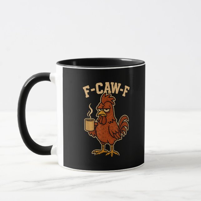 F-Caw-F Kaffe Kyckling Tupp Rolig Fågel Mugg (Vänster)