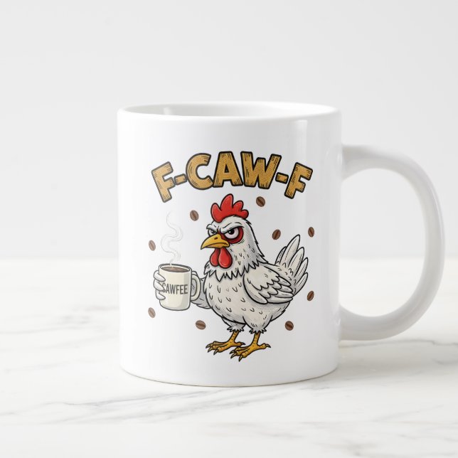 F-CAW-F Kaffeälskande Kyckling, Rolig FCAWF Fågel Jumbo Mugg (Höger)