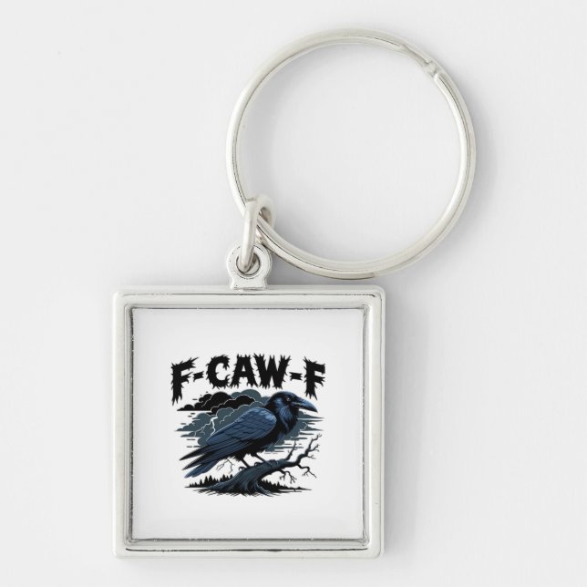 F-Caw-F Klassisk Kreativ Ledig Fyrkantig Silverfärgad Nyckelring (Framsidan)