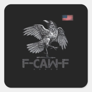 F-Caw-F Ko Funny Fågel USA Vintage Flag Skämt Humo Fyrkantigt Klistermärke