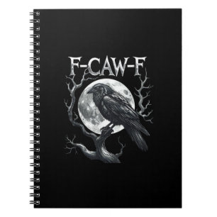 F-Caw-F Korp Måne Gotisk Halloween Kråka Fågel Kär Anteckningsbok