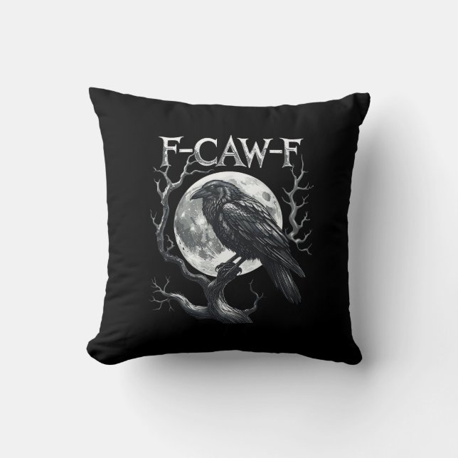 F-Caw-F Korp Måne Gotisk Halloween Kråka Fågel Kär Kudde (Framsida)