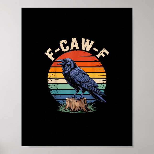 F-Caw-F Korp Måne Gotisk Halloween Kråka Fågel Kär Poster (Framsidan)