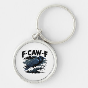 F-Caw-F Kråka Essential Retro Classic Rund Silverfärgad Nyckelring
