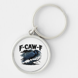 F-Caw-F Kråka Essential Retro Classic Rund Silverfärgad Nyckelring