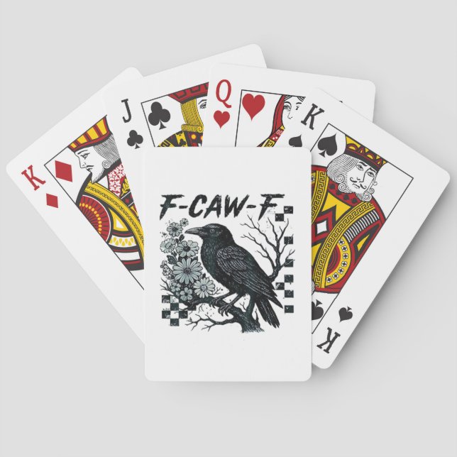 F-Caw-F Kråka Fågel Retro Klassiker Casinokort (Baksidan)