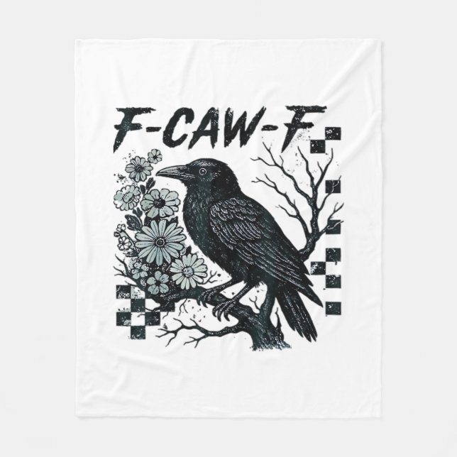 F-Caw-F Kråka Fågel Retro Klassiker Fleecefilt (Framsidan)