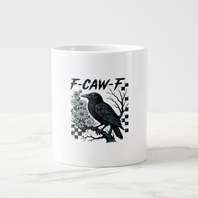 F-Caw-F Kråka Fågel Retro Klassiker Jumbo Mugg (Framsidan)