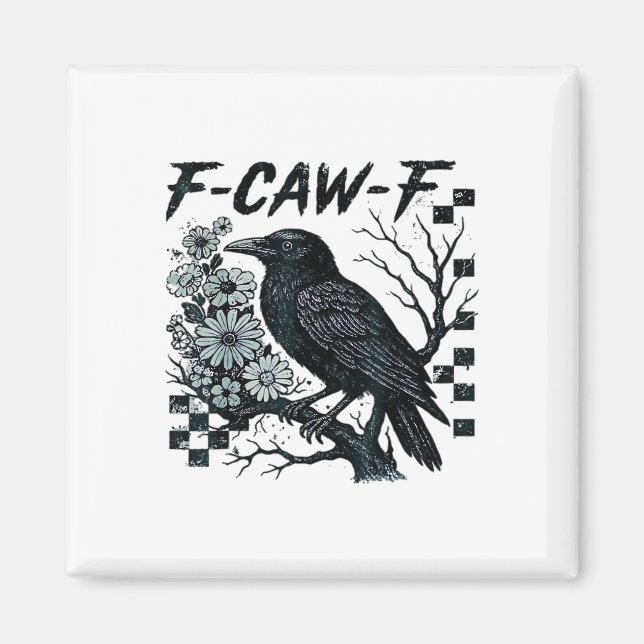 F-Caw-F Kråka Fågel Retro Klassiker Magnet (Framsidan)