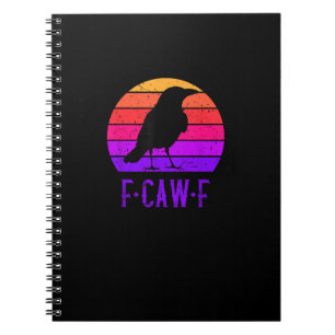 F-Caw-F Kråka Fågel Retro Solnedgång Vintage F-Caw Anteckningsbok