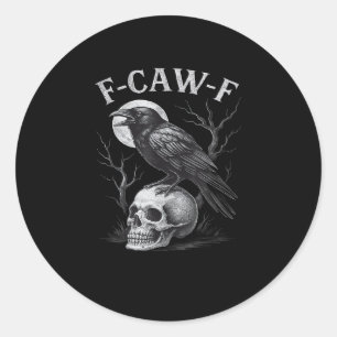 F-Caw-F Kråka Fågel Retro Vintage Gotisk Måne F-Ca Runt Klistermärke