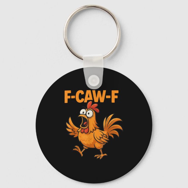 F-caw-f Kråka Funny Fcawf Black Bird Chicken Meme  Nyckelring (Framsida)