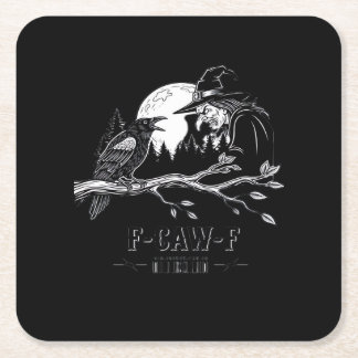 F-Caw-F Kråka Halloween Häxa F-Caw-F Underlägg Papper Kvadrat