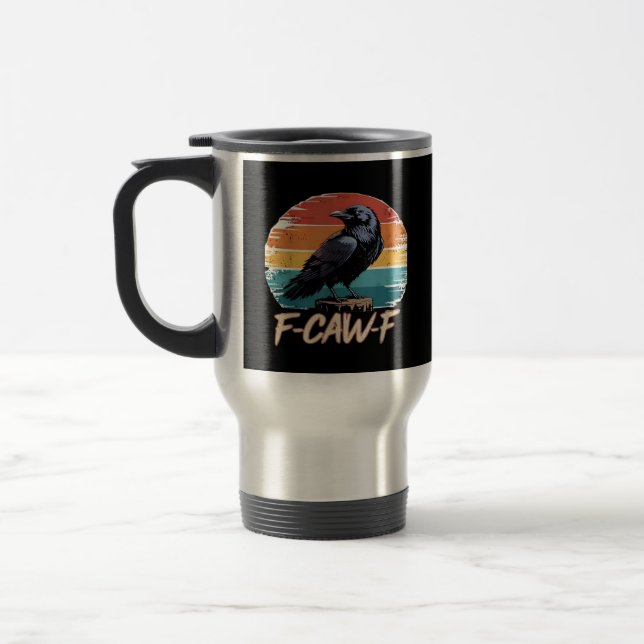 F-Caw-F Kråka Humor Rollig Gotisk Retro Klassiker Resemugg (Vänster)