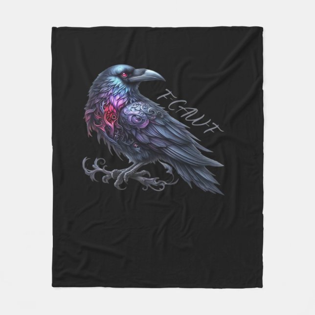 F-Caw-F Kråka Klassisk Retro Stil Fleecefilt (Framsidan)