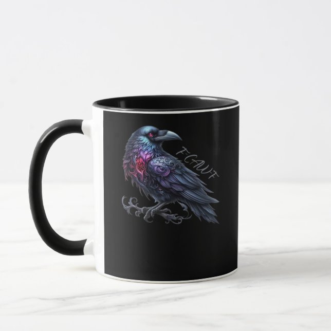 F-Caw-F Kråka Klassisk Retro Stil Mugg (Vänster)
