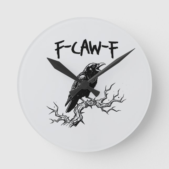 f-caw-f kråka korp ordlek rund klocka (Framsida)