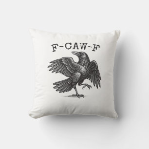 F-Caw-F Kråka Pun Rolig Fågel Kraxande Grunge Retr Kudde