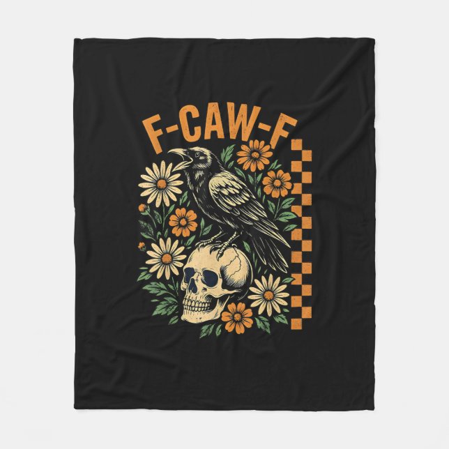 F-Caw-F Kråka Pun Rollig Fågel Kraxande Grunge Hal Fleecefilt (Framsidan)