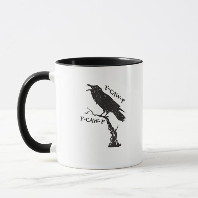 F-Caw-F Kråka Puns Rollig Fågel Kraxande Grunge Kr Mugg (Vänster)