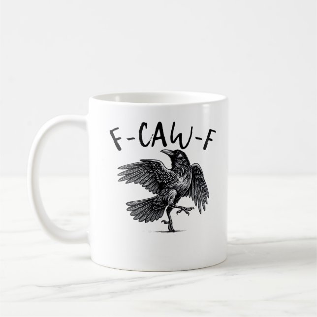 F Caw F Kråka Retro Klassisk Stil Kaffemugg (Vänster)
