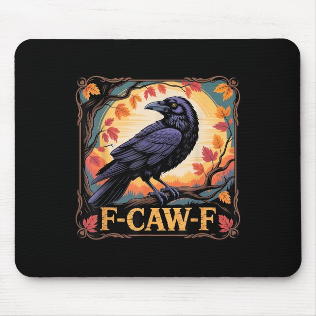 F-caw-f Kråka Spooky Halloween Höst löv Thanksgi Musmatta (Framsidan)
