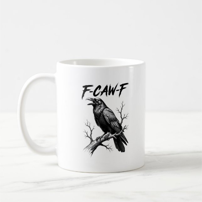 F Caw F Kråkälskare Raven Meme Klassisk Stil Kaffemugg (Vänster)