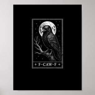 F-Caw-F Kråkkort Roligt Halloween Vintage Bak Poster