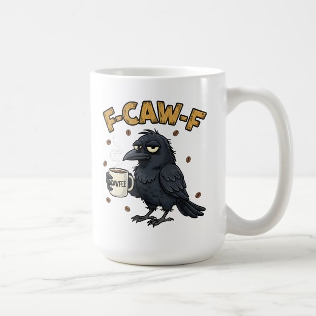F-CAW-F Kråkmugg | Rolig F Caw F Kaffemugg  (Höger)