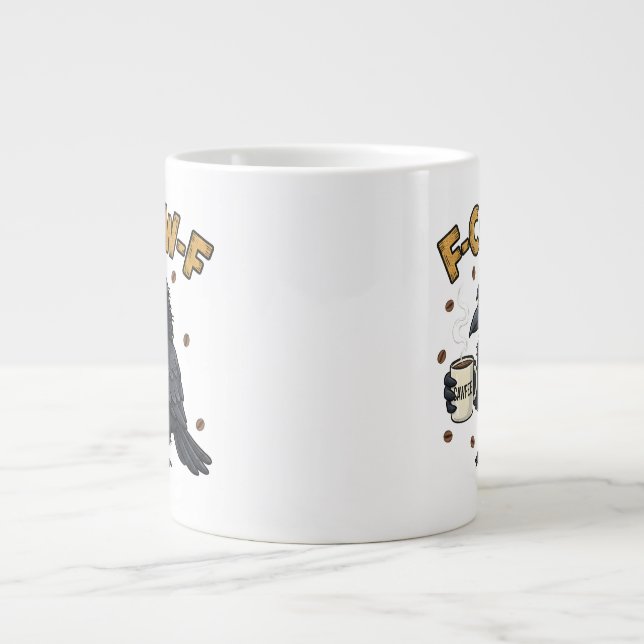F-CAW-F Kråkmugg | Rolig F Caw F Kaffemugg  Jumbo Mugg (Framsidan)