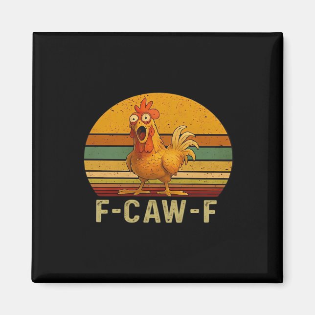 F-Caw-F Kyckling Essential Vintage Grafik Magnet (Framsidan)