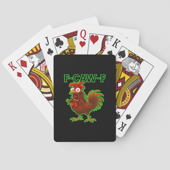 F-Caw-F Kyckling Klassisk Retro Grafik Casinokort (Baksidan)