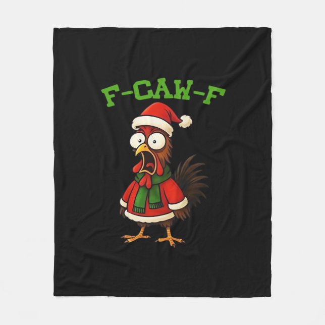 F-Caw-F Kyckling Klassisk Retro Grafik Fleecefilt (Framsidan)