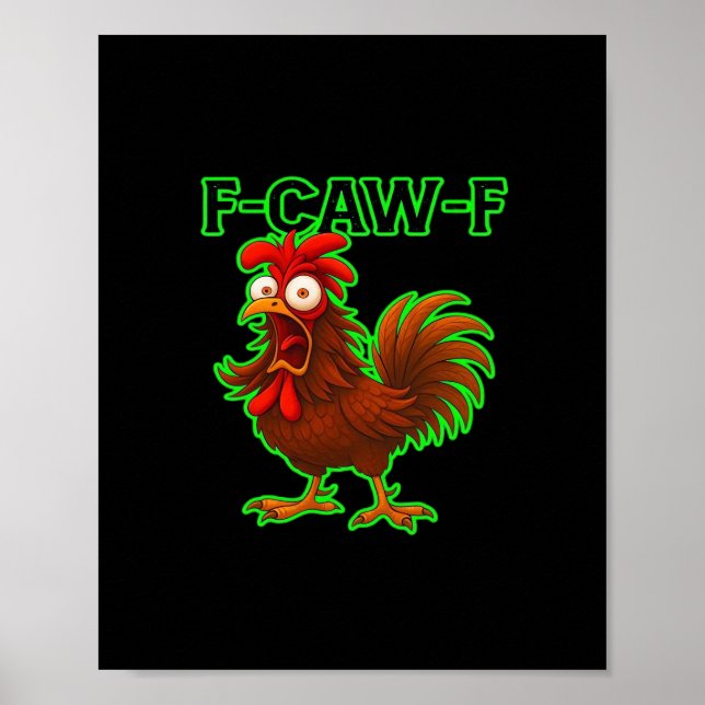 F-Caw-F Kyckling Klassisk Retro Grafik Poster (Framsidan)