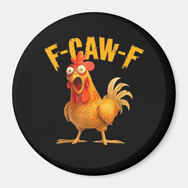 F-Caw-F Kyckling Klassisk Retro Stil Magnet (Framsidan)
