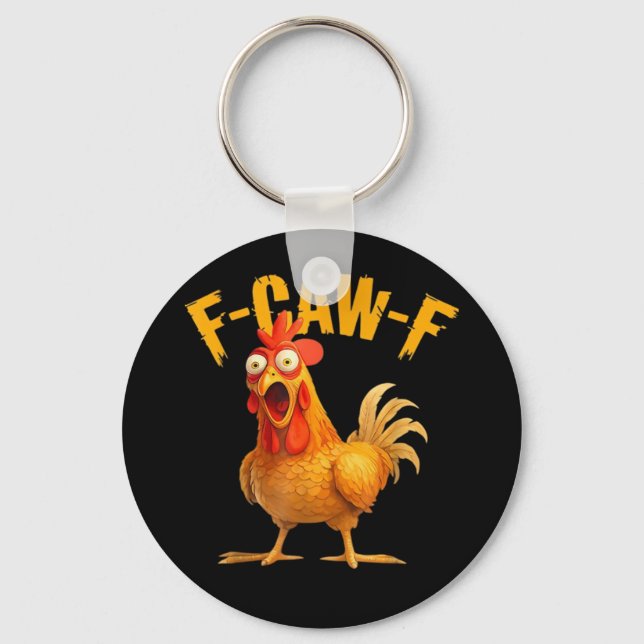 F-Caw-F Kyckling Klassisk Retro Stil Nyckelring (Framsida)