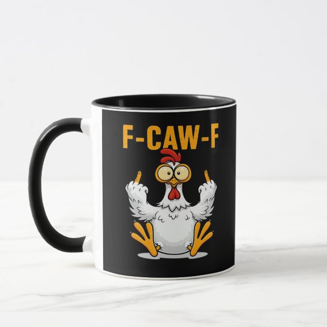 F-Caw-F Kyckling Klassisk Rolig Trendig Mugg (Vänster)