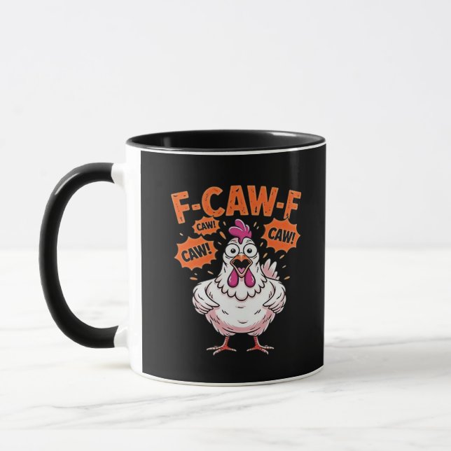 F-Caw-F Kyckling Klassiskt Cool Unik Mugg (Vänster)