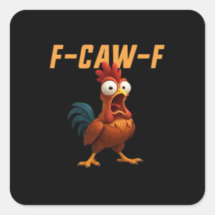 F-Caw-F Kyckling Rolig Kyckling F-Caw-F Växel Retr Fyrkantigt Klistermärke