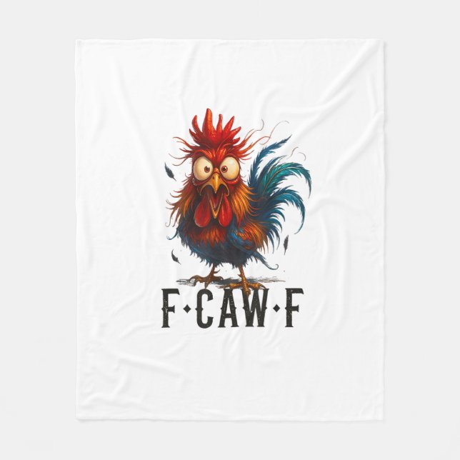 F-Caw-F Kyckling Tupp Roligt Meme Fleecefilt (Framsidan)