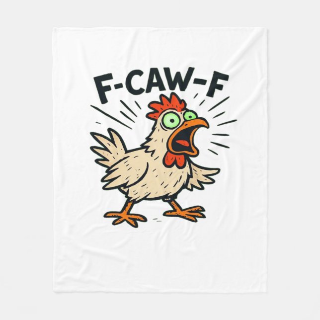F-Caw-F Kyckling Vintage Grafisk Fleecefilt (Framsidan)