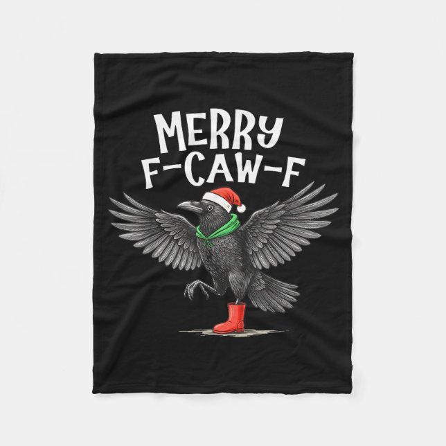 F-caw-f Merry Christmas Funny Crow Raven  Fleecefilt (Framsidan)