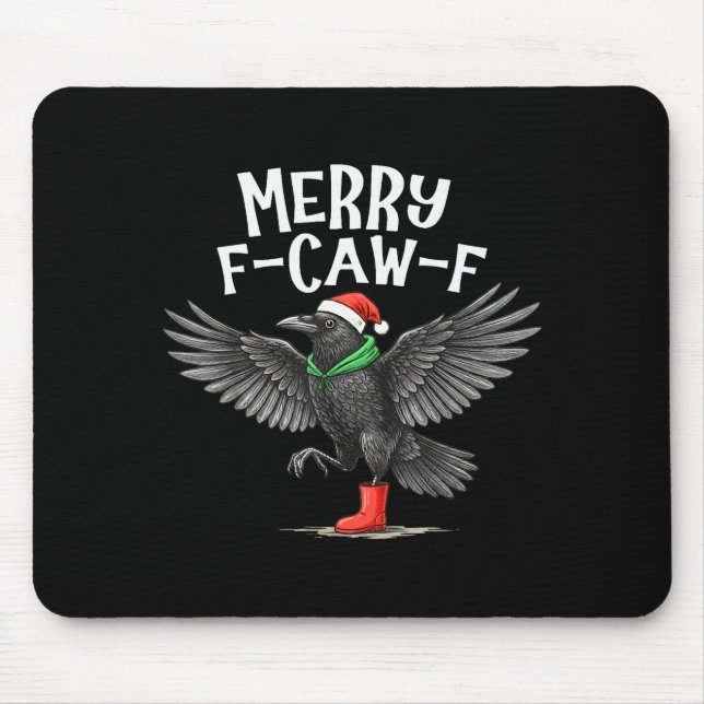 F-caw-f Merry Christmas Funny Crow Raven  Musmatta (Framsidan)